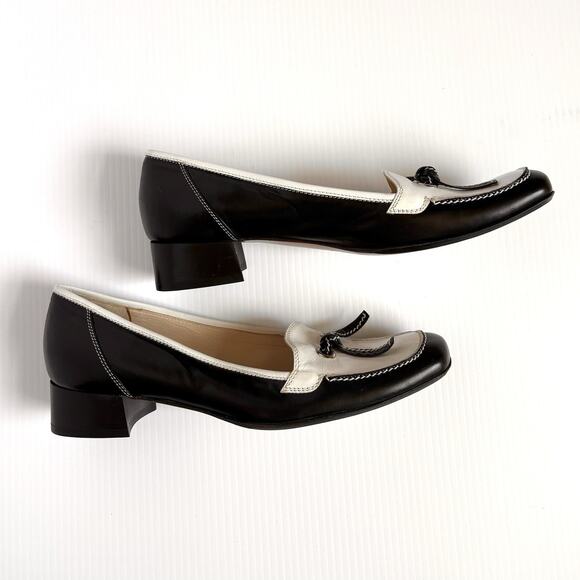 Andrea Rivalta Italian Leather Block Heel Shoes Square Toe Preppy Women’s 37 6.5 - Picture 3 of 8